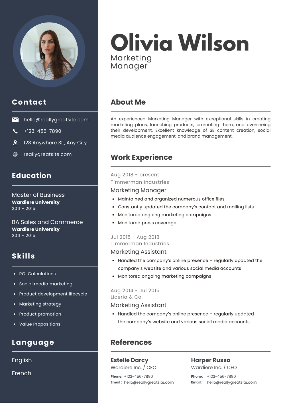 Minimalist Marketing Manager Resume Template | Free Word, PowerPoint, & Pages Download