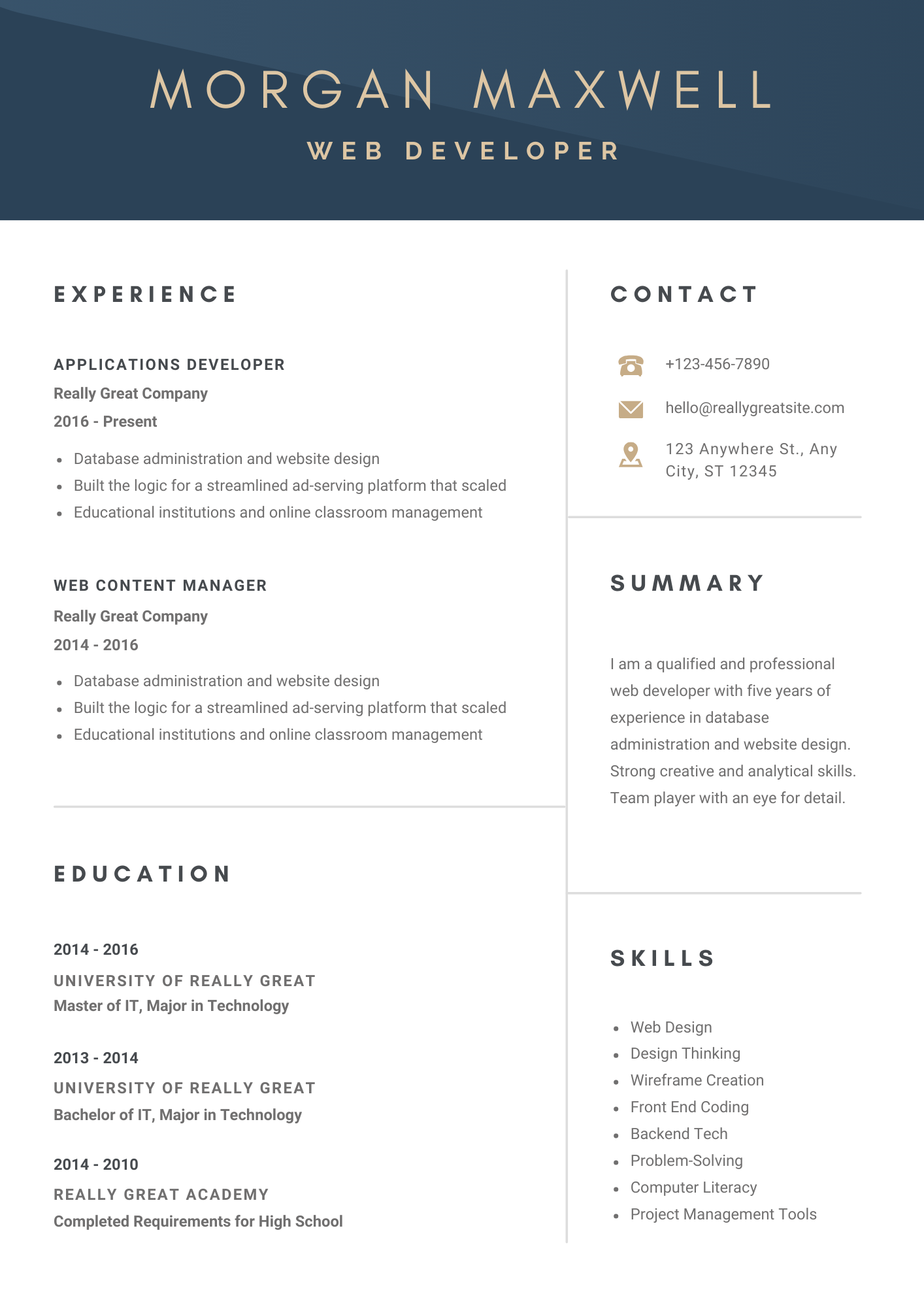 Modern IT Professional CV Template | Black & Blue Design