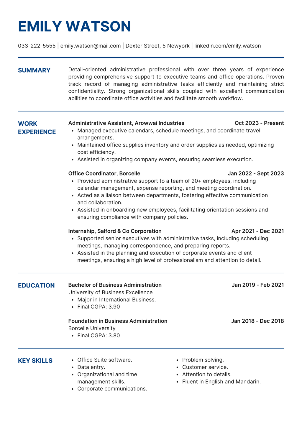 Professional Corporate Resume Template | Blue and White Design