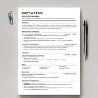 Professional Process Engineer Resume Template | Clean ATS-Friendly CV for Engineers