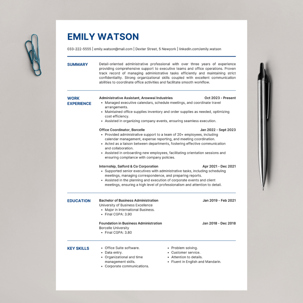 Professional Corporate Resume Template | Blue and White Design