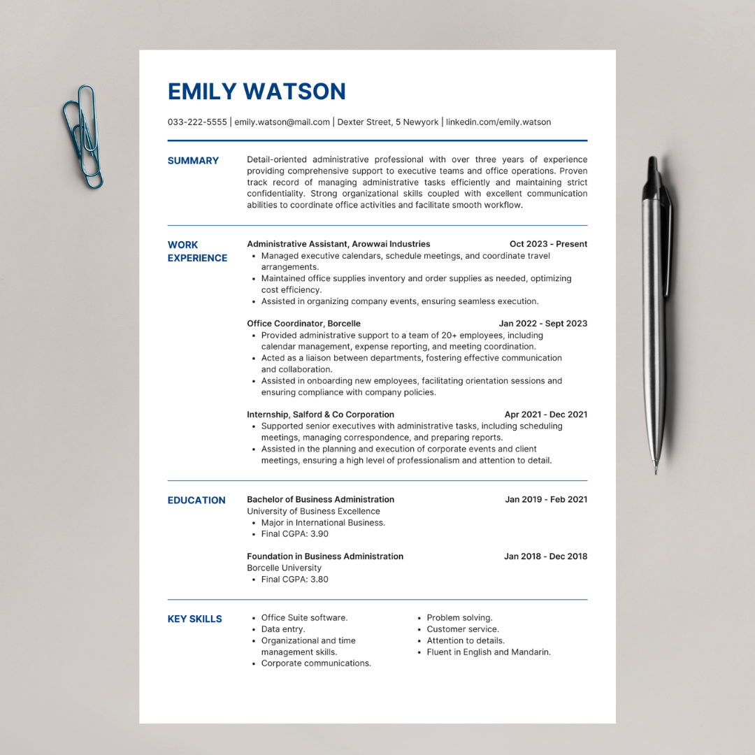 Professional Corporate Resume Template | Blue and White Design