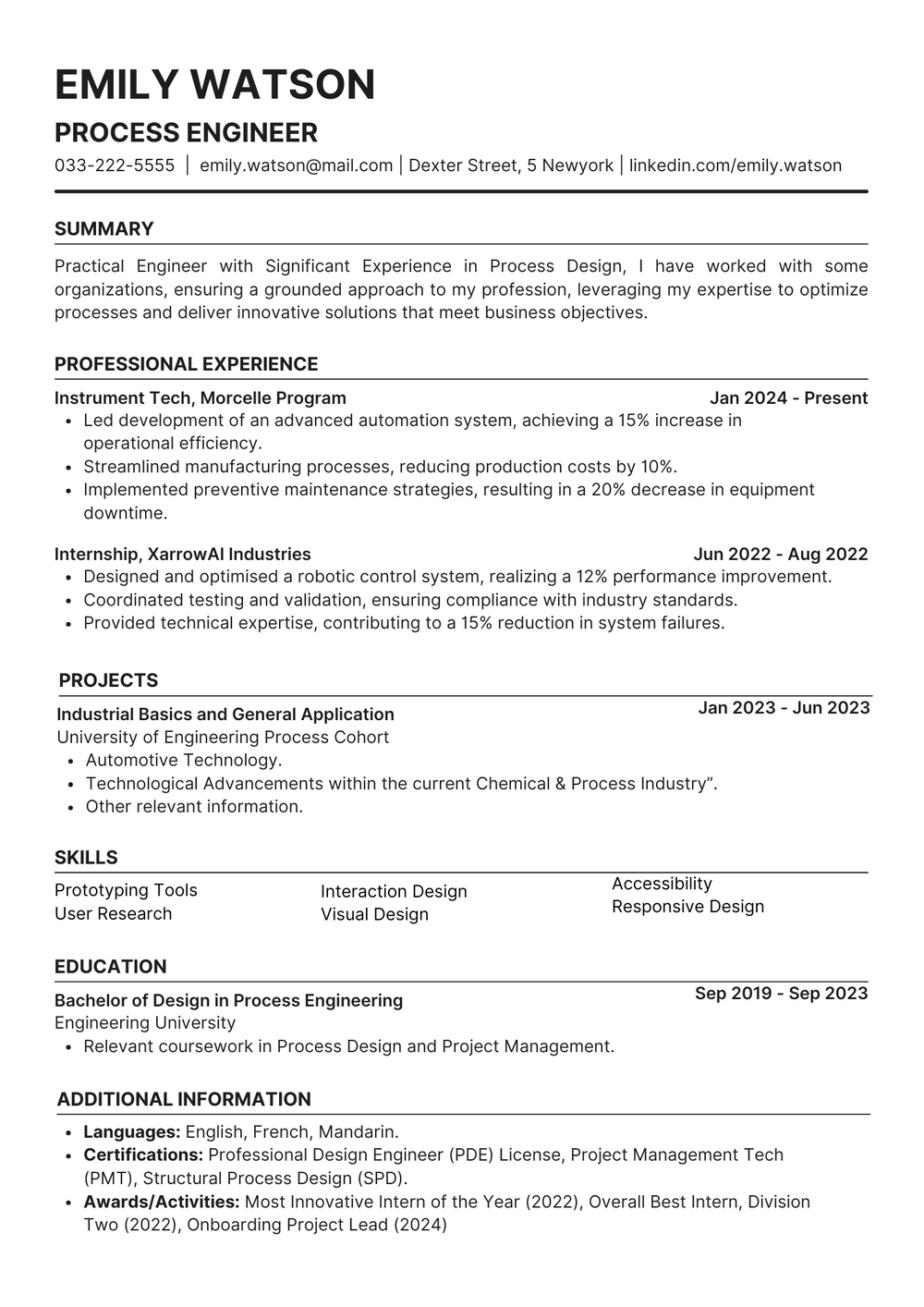 Resume Template for New Graduates & Experienced Professionals | Black and White Design